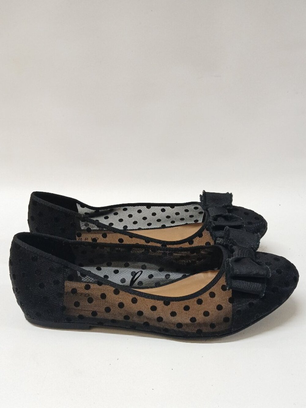 Torrid Polka Dot Mesh Ballet Flats Women's 13WW Black Bow
